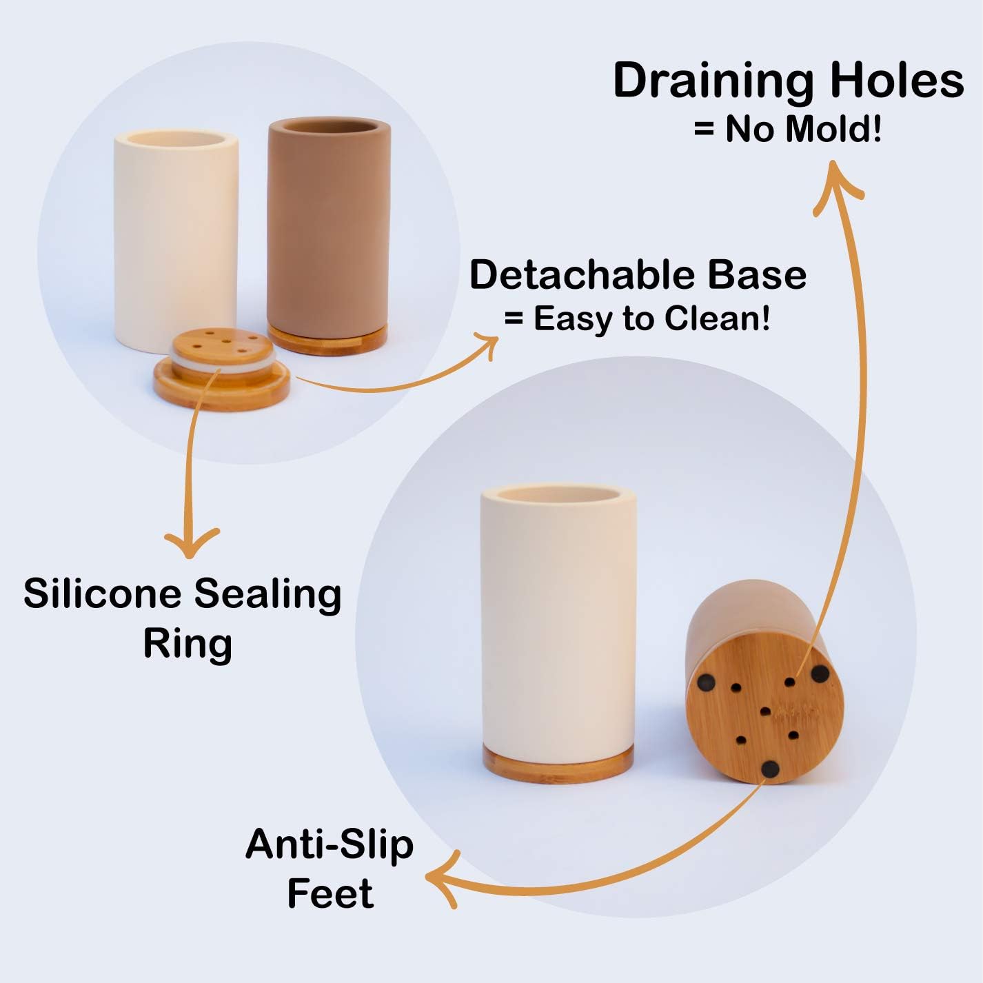 Matani Bamboo Toothbrush Holder - 360 Drain Dry ECO Friendly