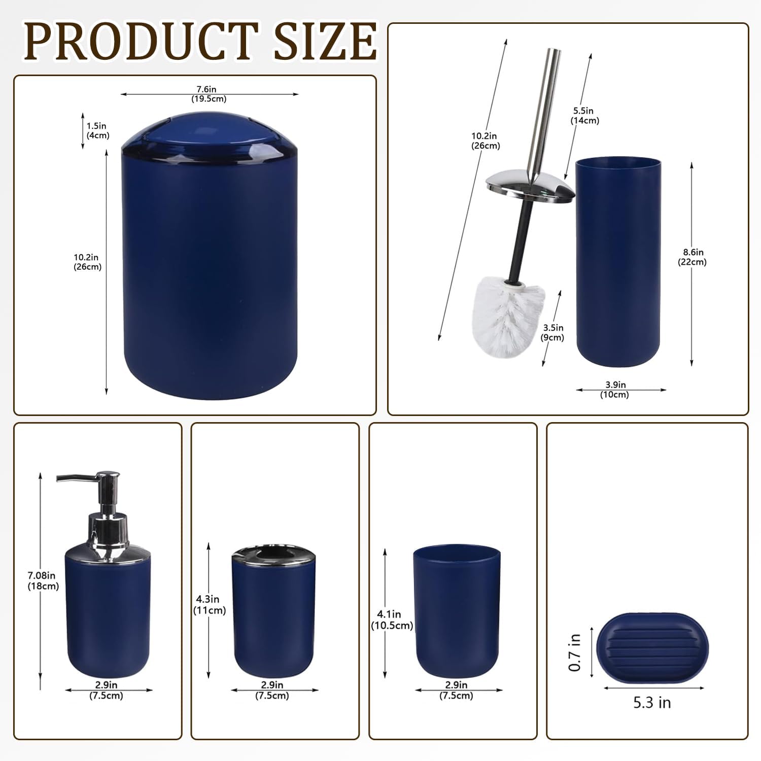 CERBIOR 6-Piece Bathroom Accessory Set in Royal Blue