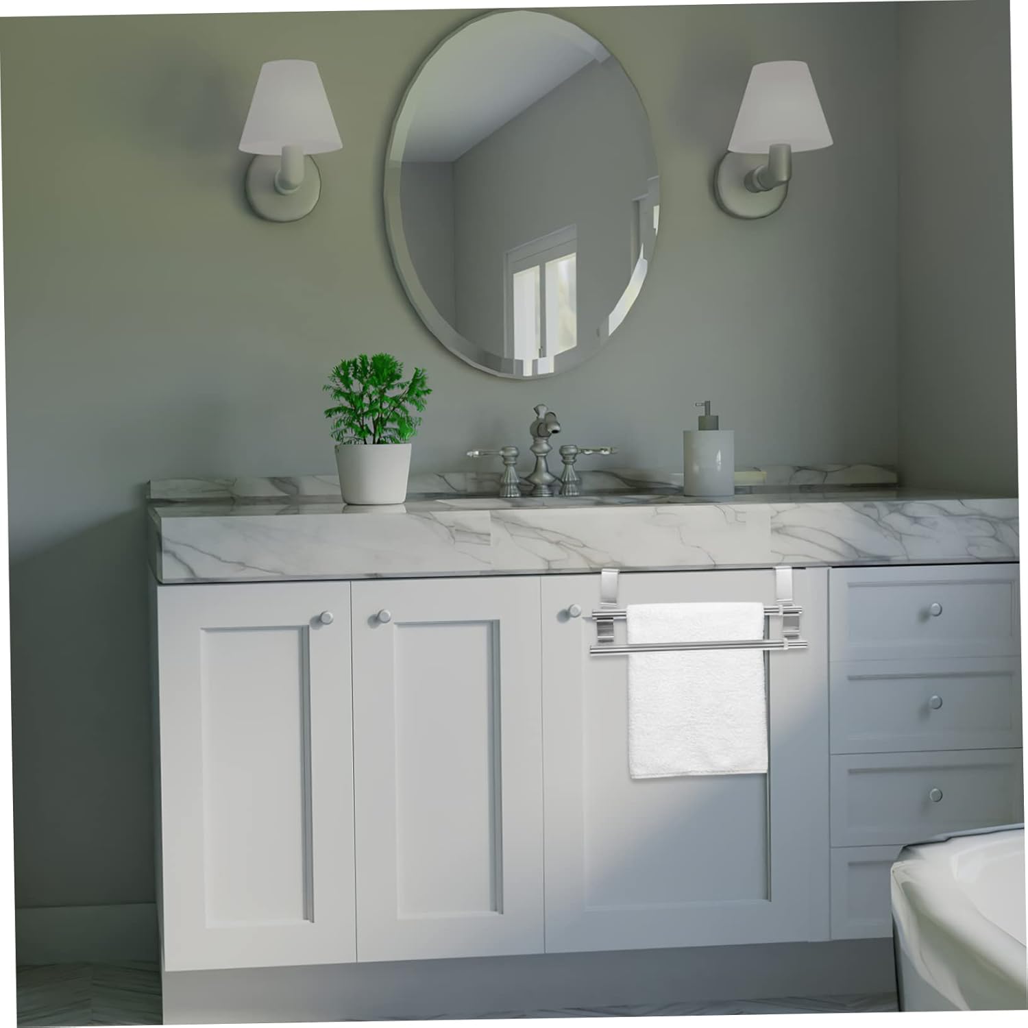 Adjustable Towel Rack for Bathroom with Dual Rod Design