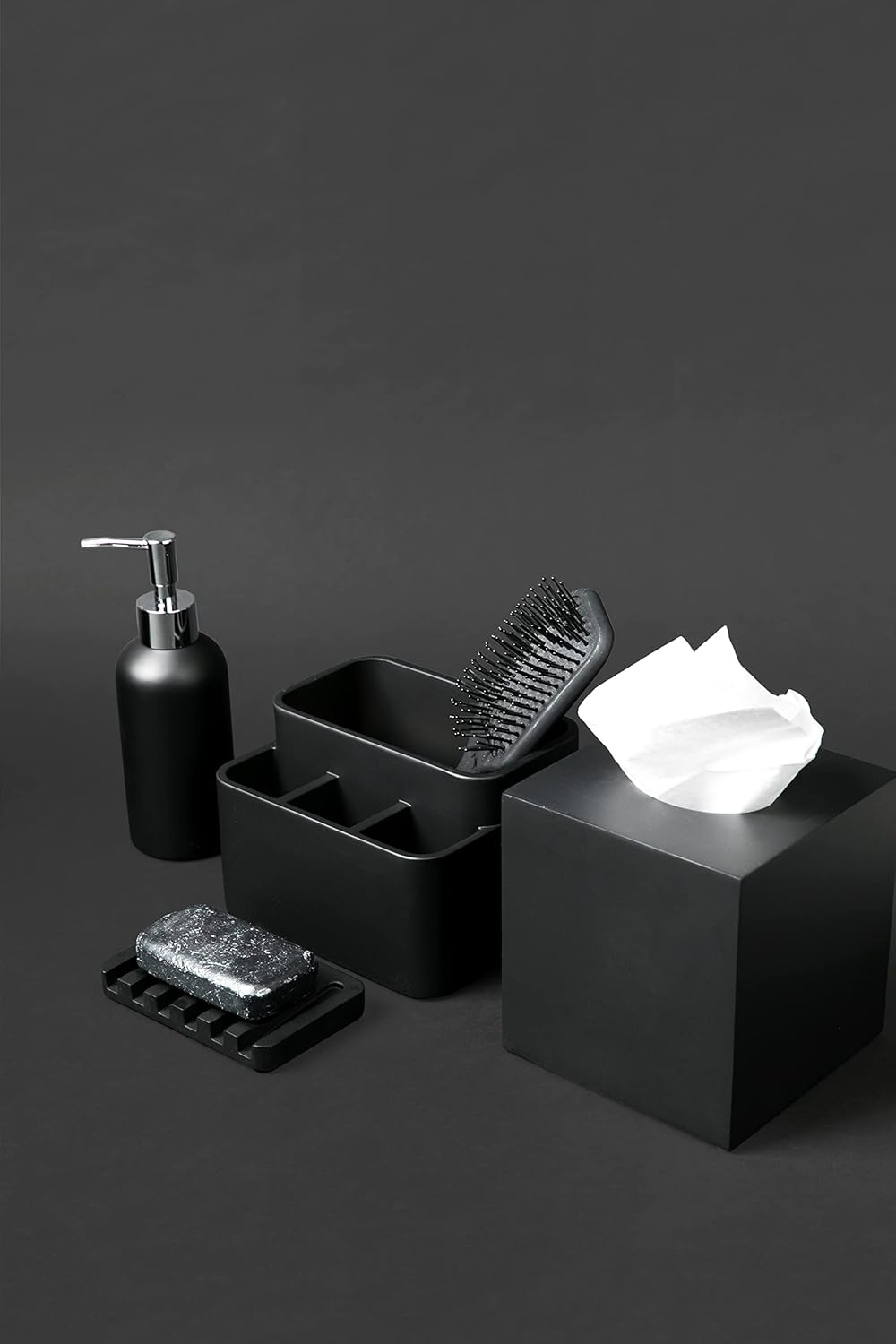 Essentra Home Matte Black Square Tissue Box Cover 1