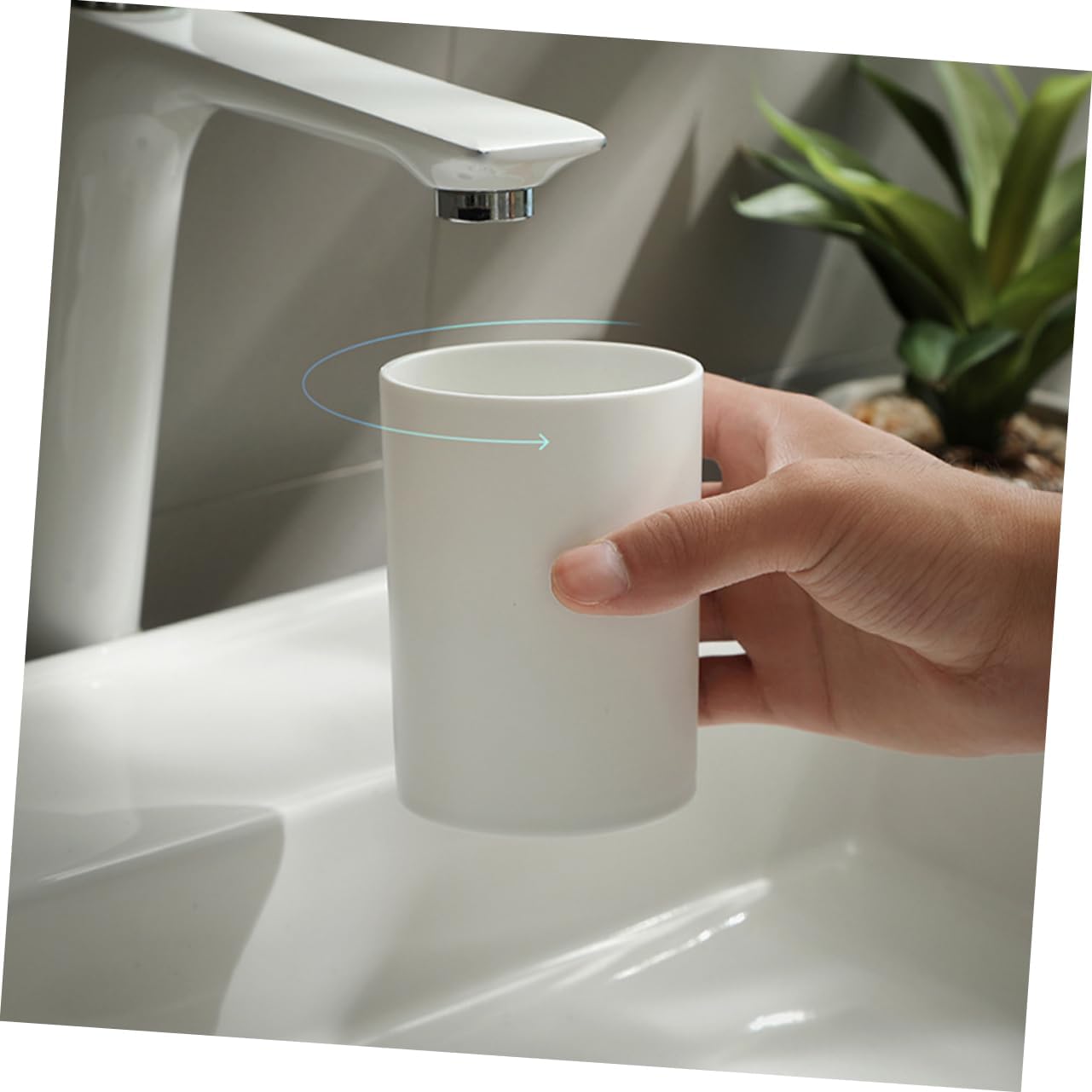 Bathroom Tumbler Cup Reusable Toothbrush Holder Large Capacity White 1