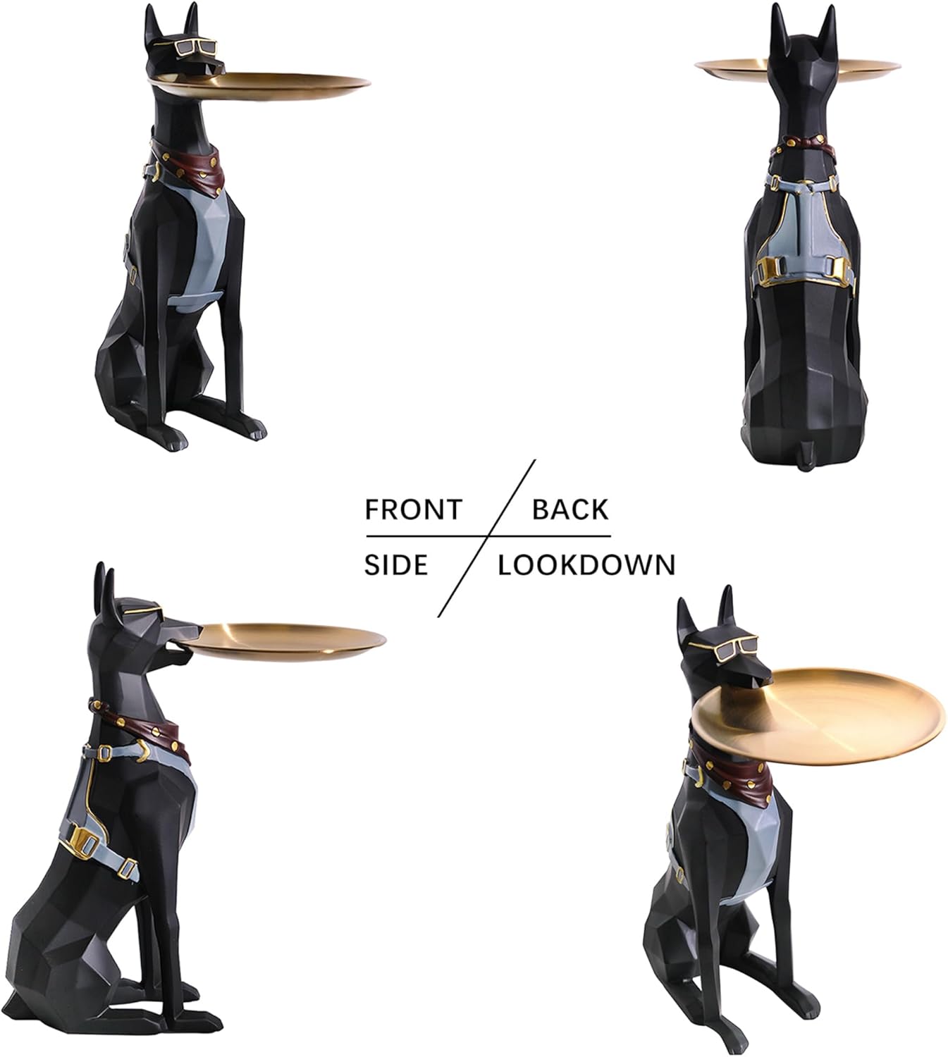 Large Modern Standing Dog Statue with End Table Tray