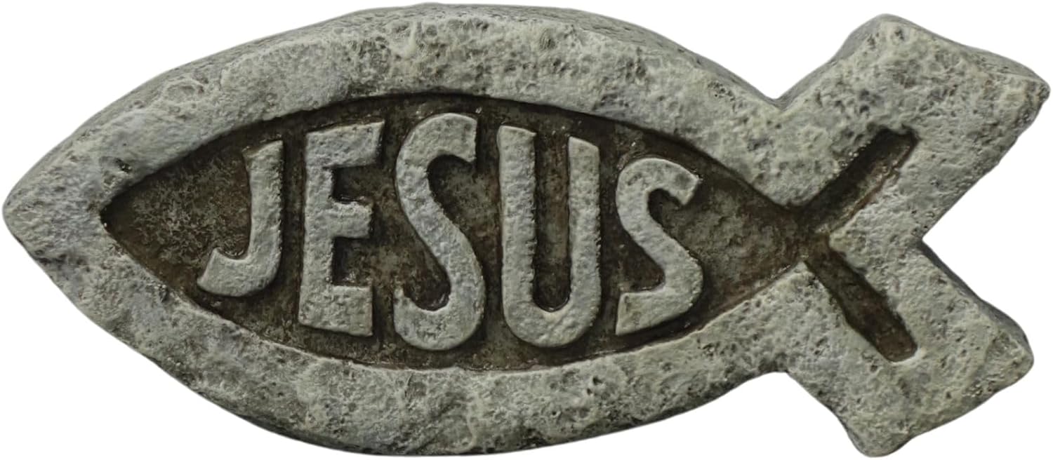 Christian Jesus Fish Tabletop Decor 74 Inch Resin Ichthys Sculpture