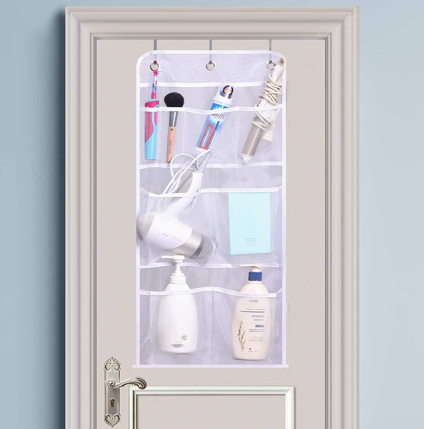 MISSLO Hanging Mesh Shampoo Shower Organizer with Door Hooks 1