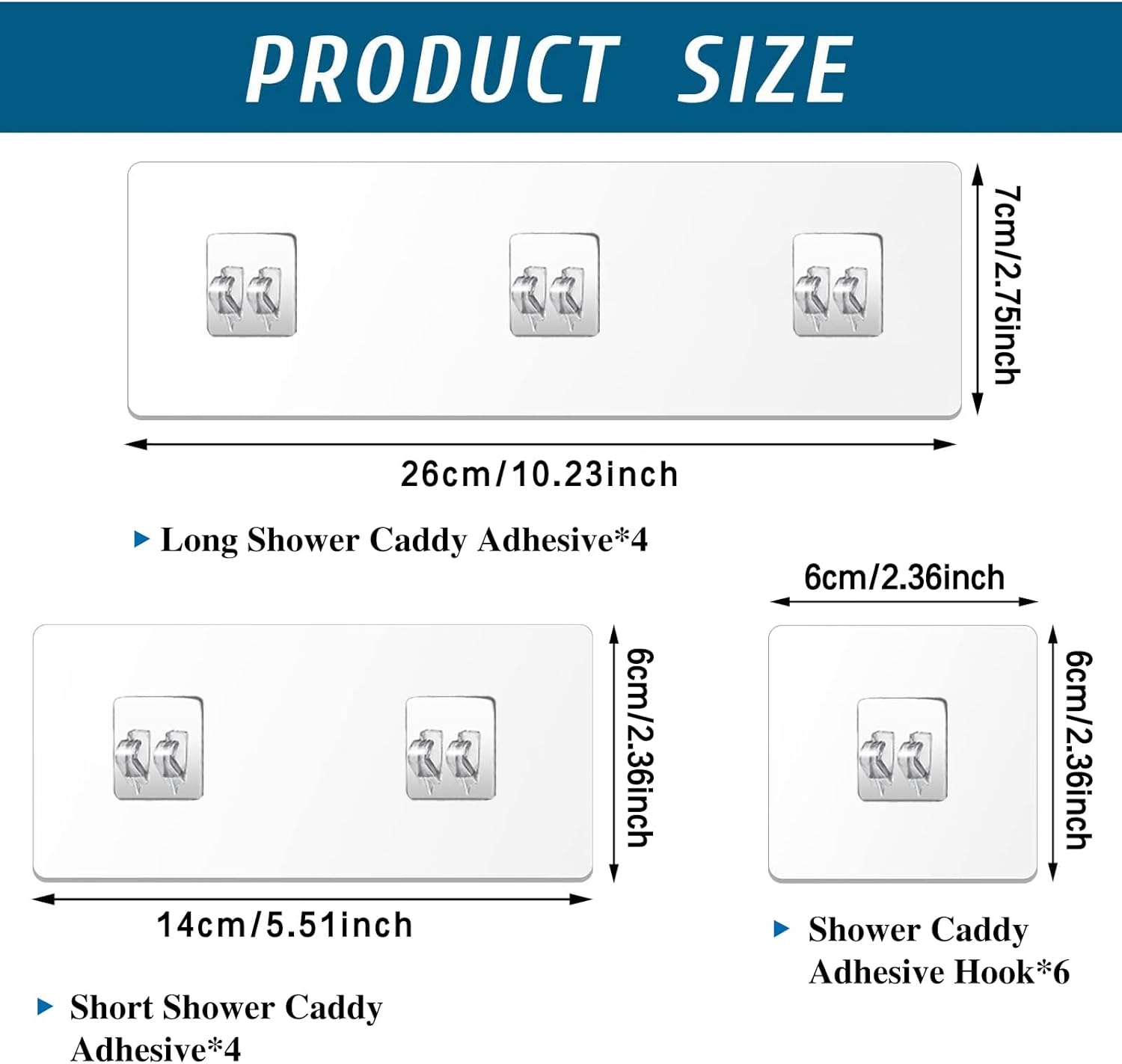 FGSAEOR 14 Pack Adhesive Shower Caddy Hooks