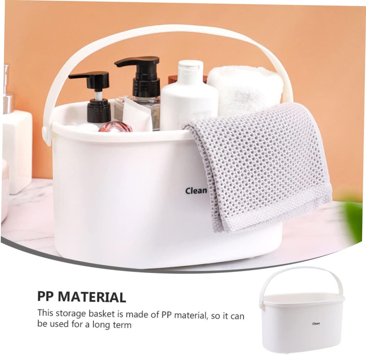 WOONEKY 1pc PP Material Bathroom Organizer Storage Basket