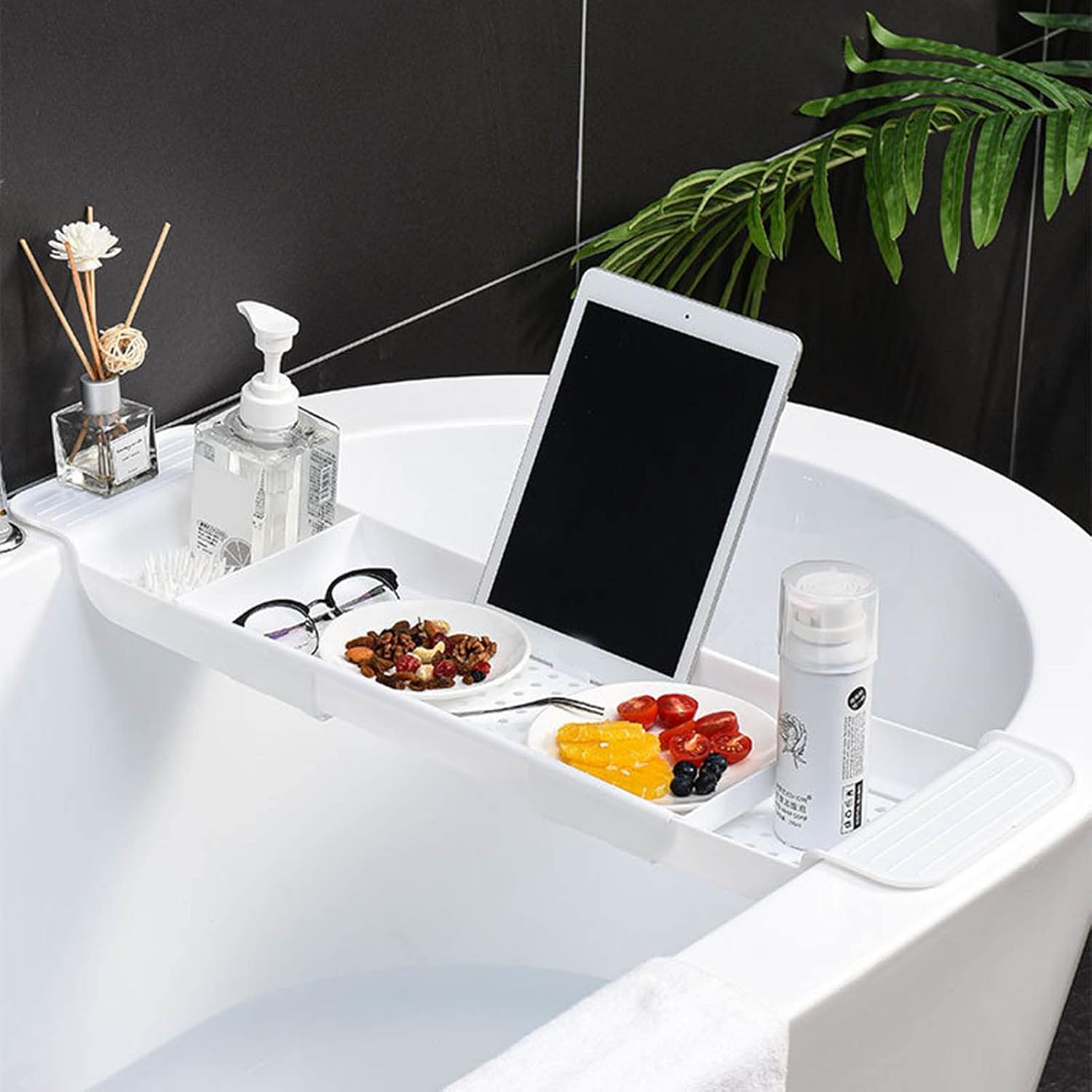 Flexman Plastic Bathtub Tray with Retractable Draining Design