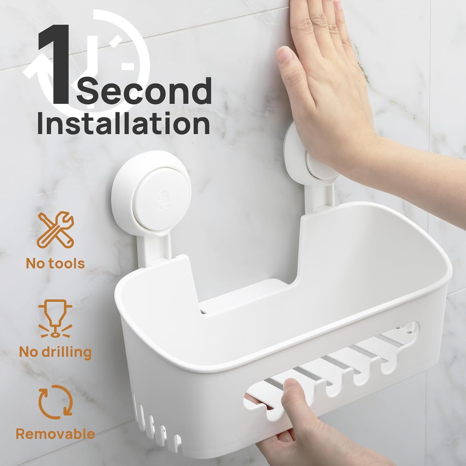 LEVERLOC Shower Caddy Suction Cup Set with 3 Holders