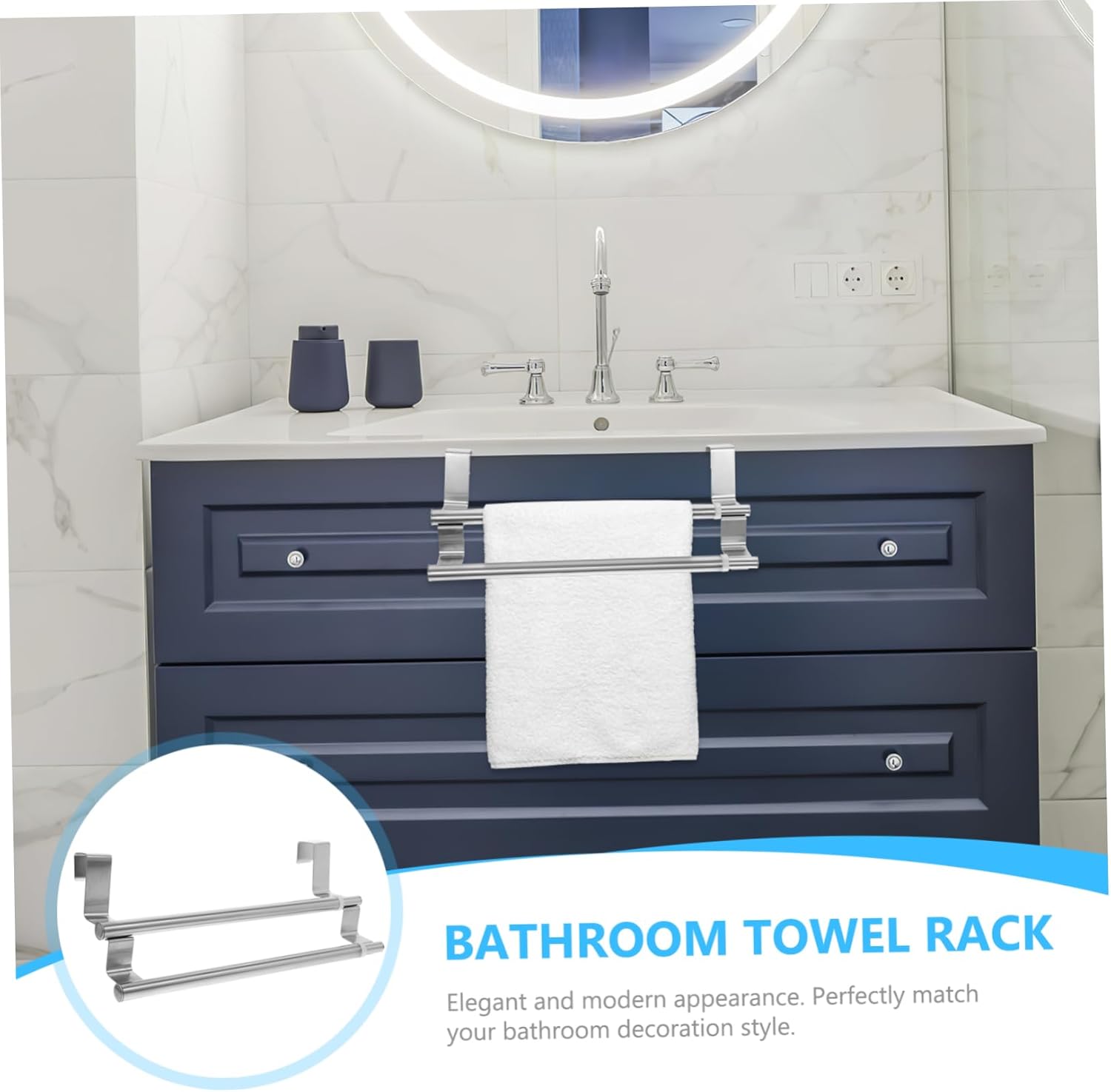 Adjustable Towel Rack for Bathroom with Dual Rod Design