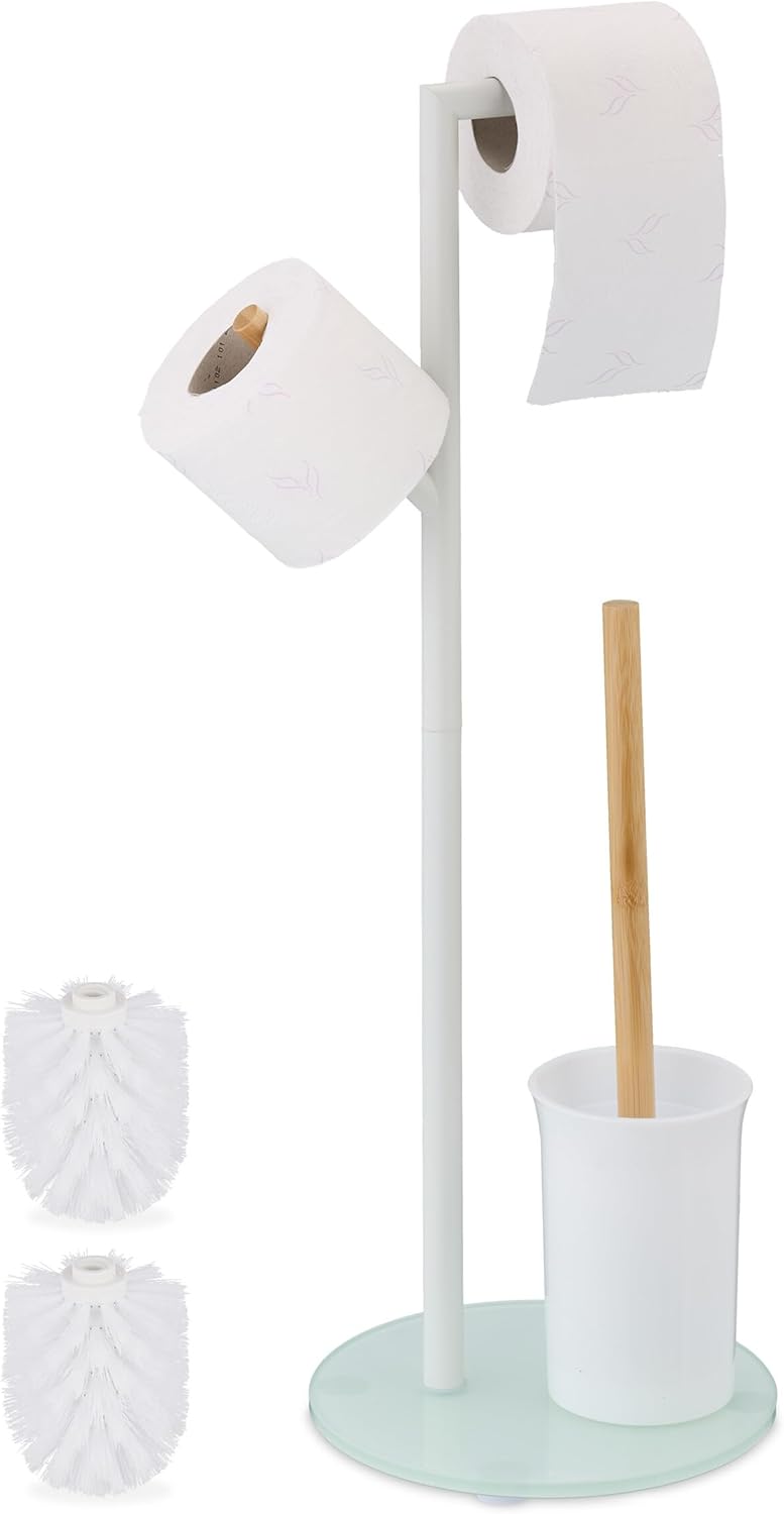 Relaxdays Toilet Roll Brush Holder Set