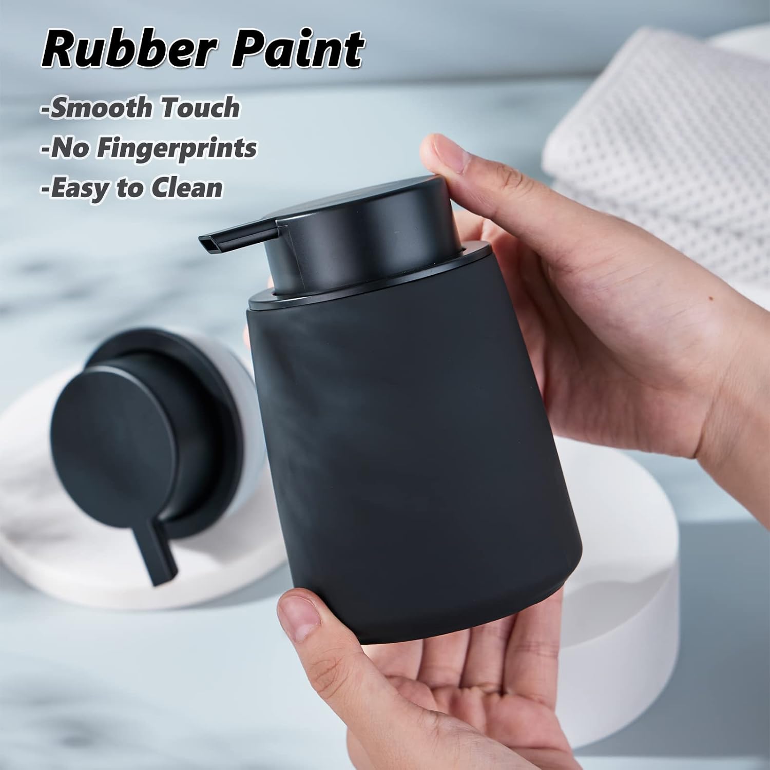 Eyrozia 12Oz Black Ceramic Soap Dispenser