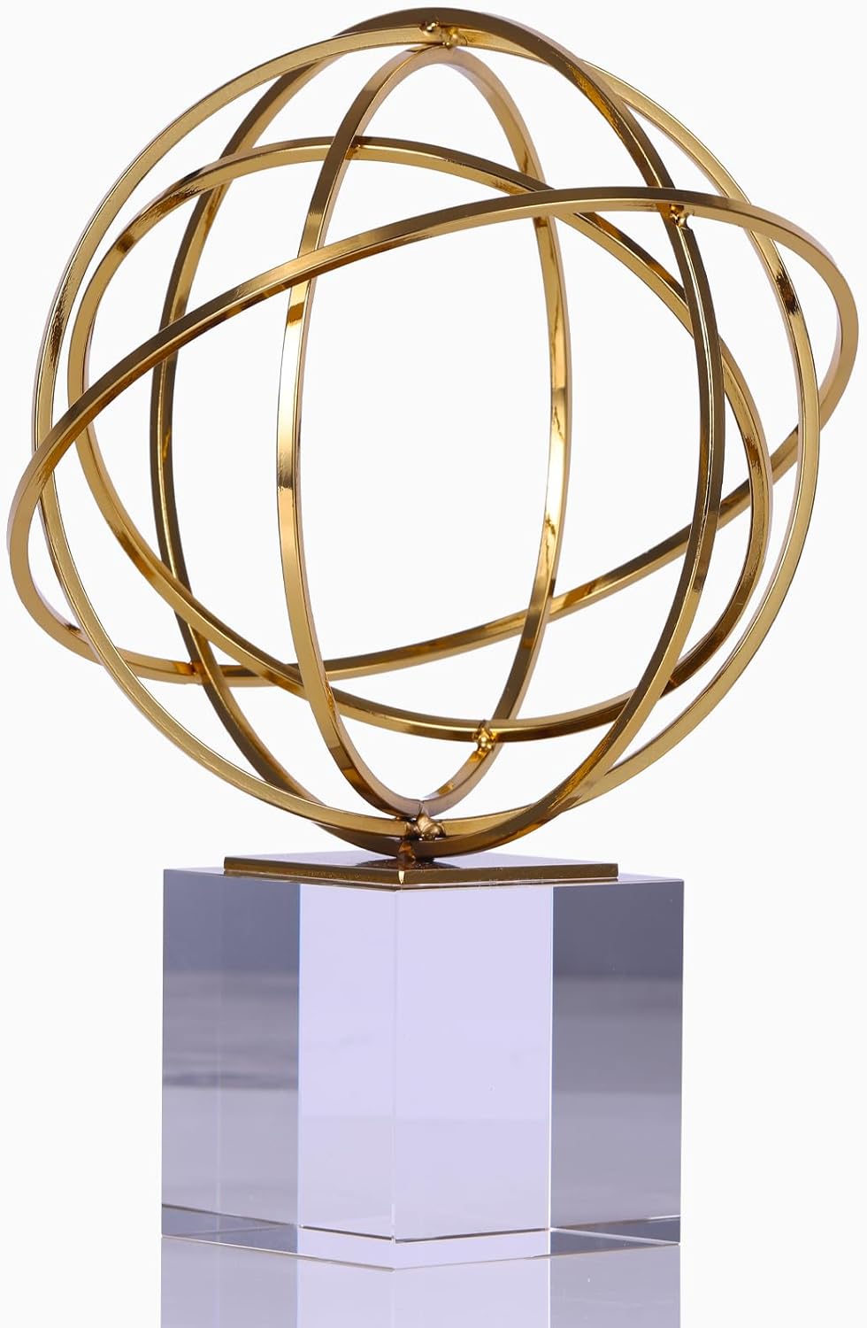 DOVDOV Gold Geometric Metal Knot Statue Crystal Base Decor