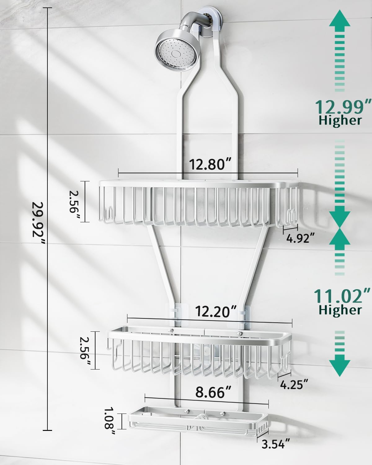 Skyapex Shower Caddy Hanging Organizer with Extra Large Shelf and 3 Tier Design