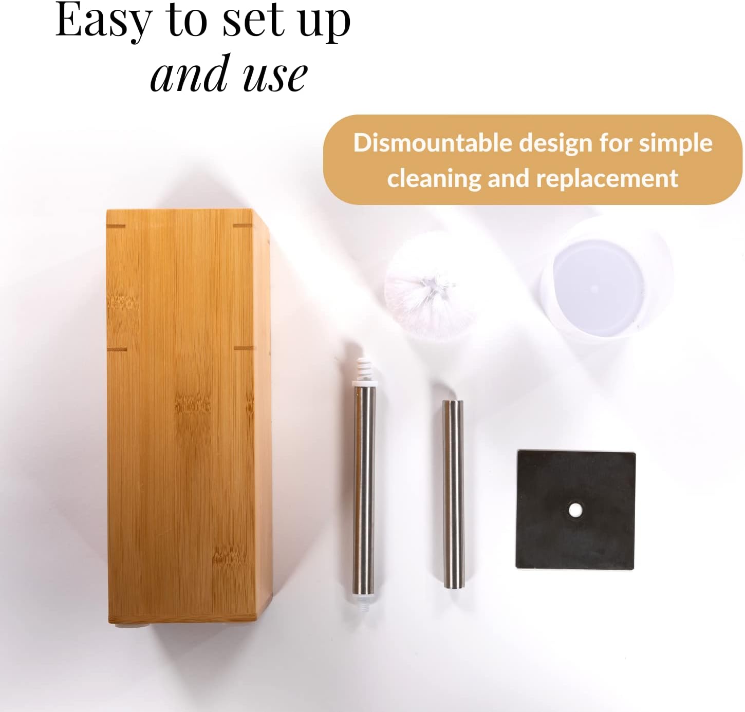 GOBAM Bamboo Toilet Bowl Cleaner and Holder Set