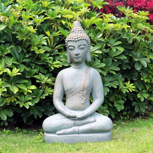 VANZUNE 26H Gray Buddha Statue for Home Decor