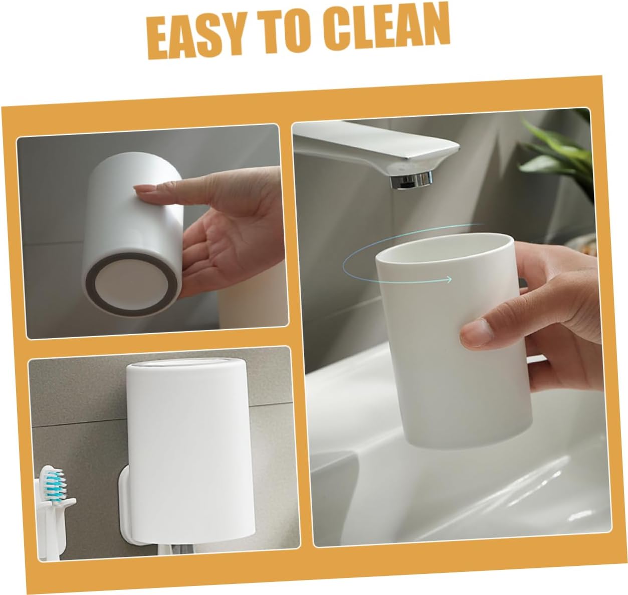 Bathroom Tumbler Cup Reusable Toothbrush Holder Large Capacity White 1