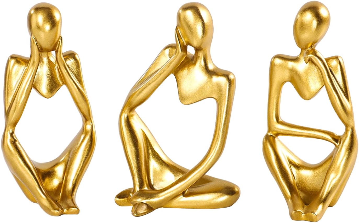Abstract Thinker Statue Gold Resin Home Decor