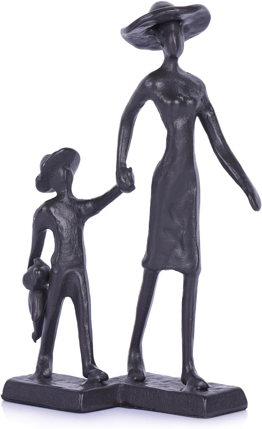 Orenm Mother and Son Cast Iron Figurine 67 Inch Rustic Statue