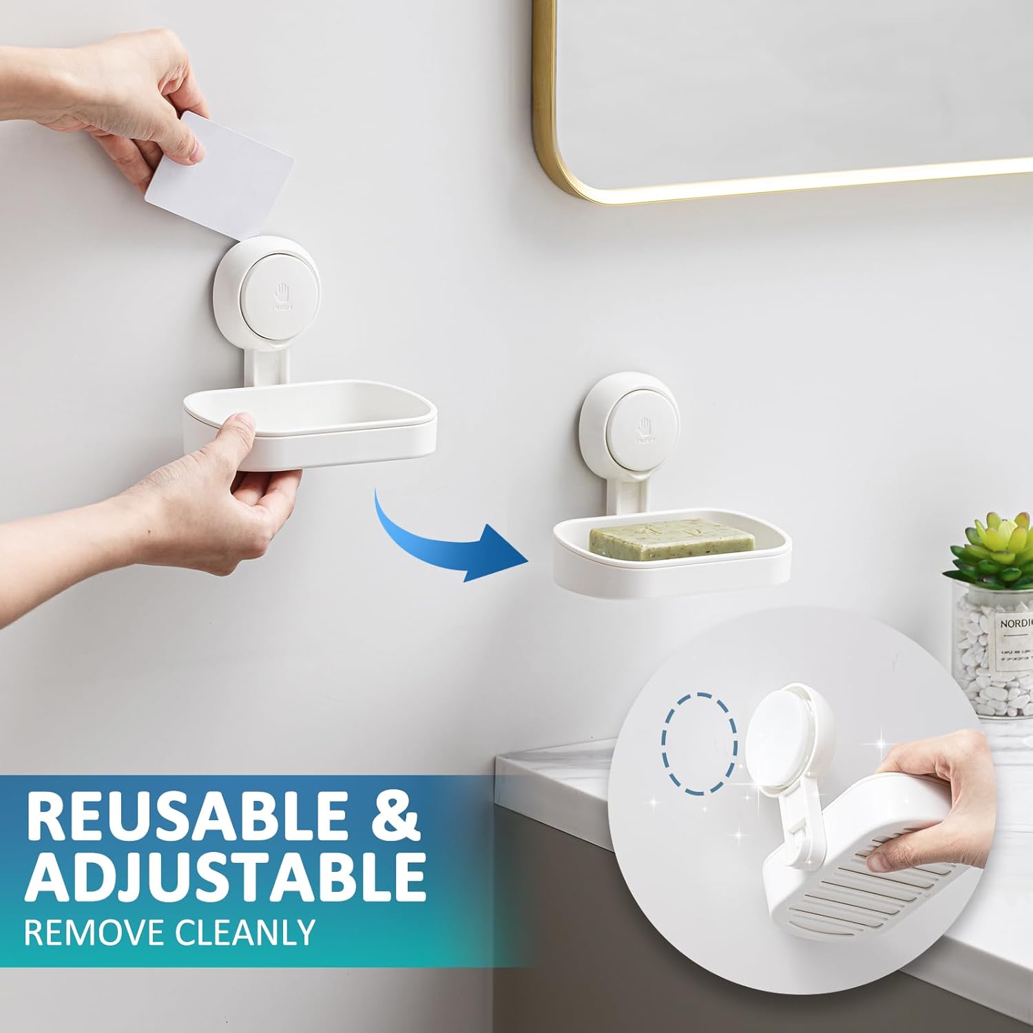 TAILI Strong Suction Soap Dish Holder for Bathroom Kitchen Shower
