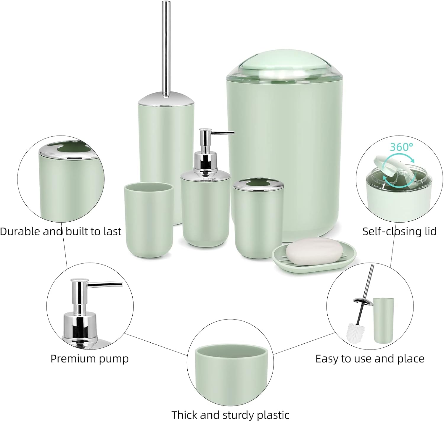IMAVO 7-Piece Grey Bathroom Accessories Set