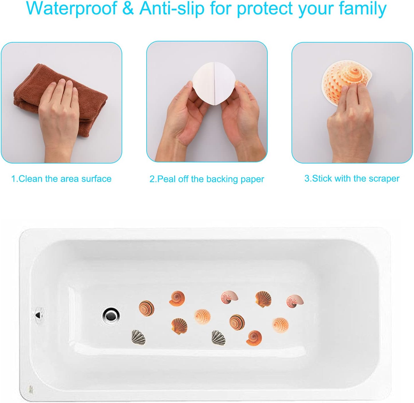 12 PCS Non-Slip Bathtub Stickers for Kids Safety