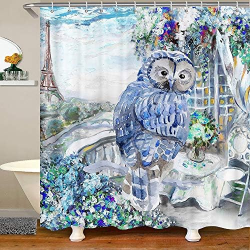 Owl Shower Curtain Set with Hooks 72x72