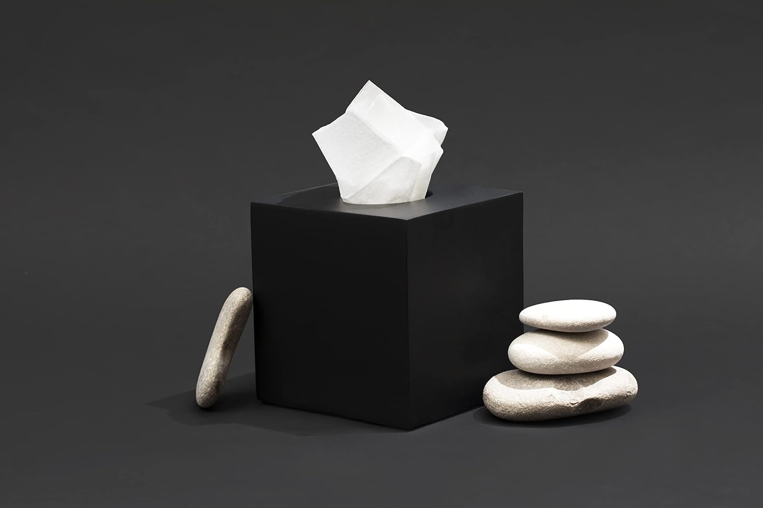 Essentra Home Matte Black Square Tissue Box Cover 1