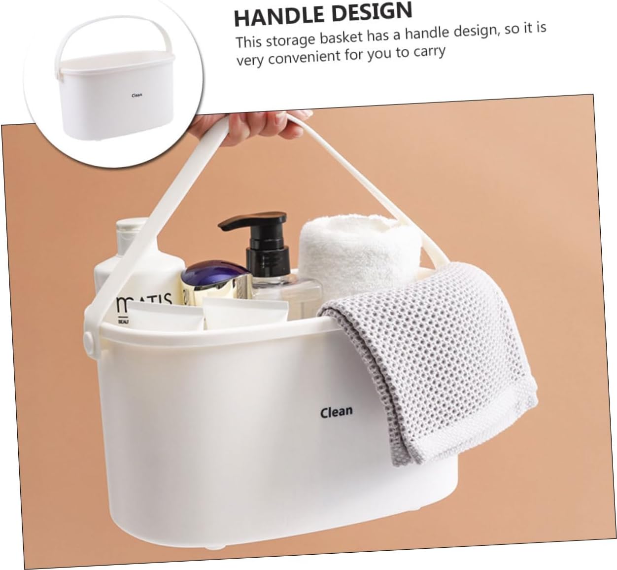 BESTOYARD 1Pc White Plastic Shower Basket with Handle