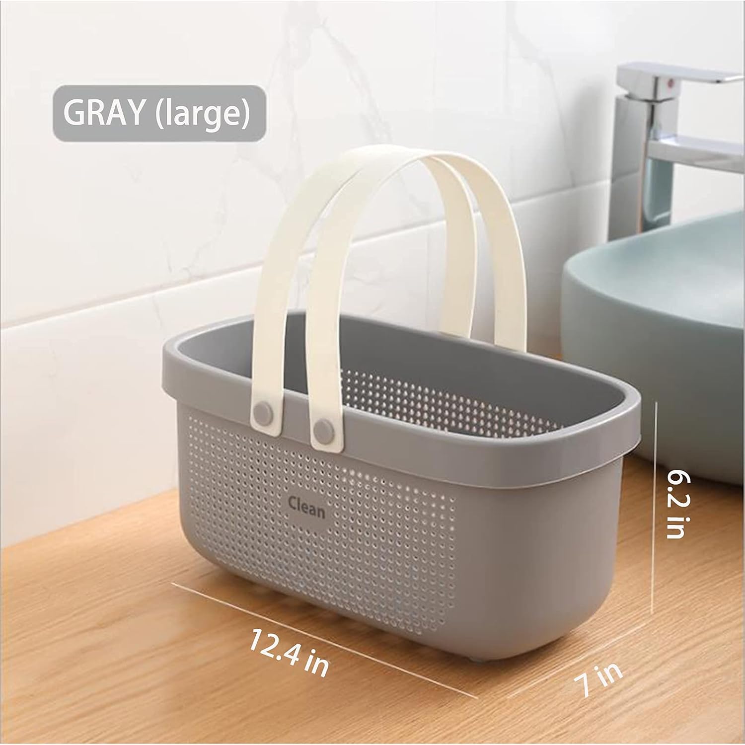 JiatuA Gray Plastic Storage Basket with Handle