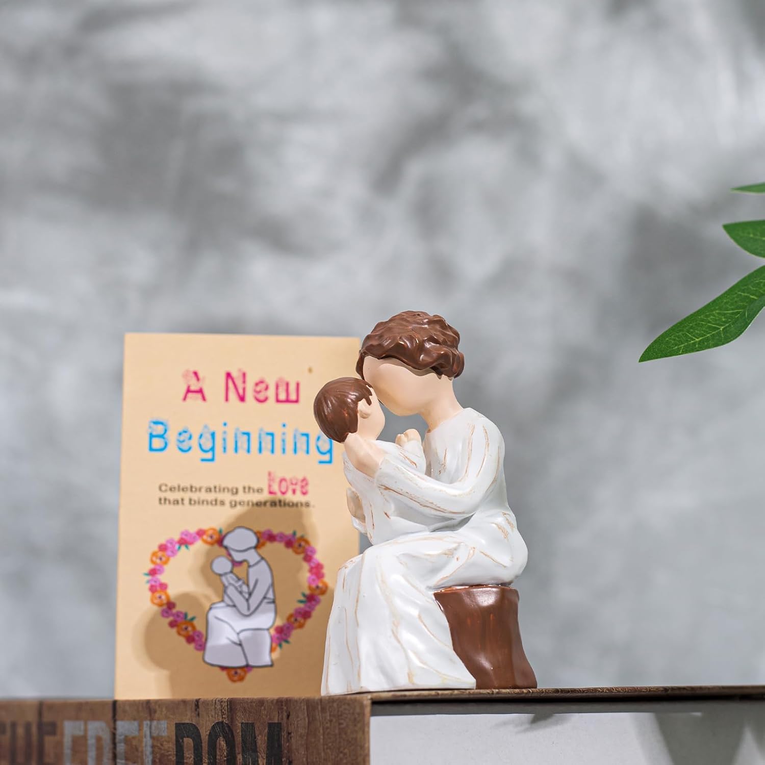 SIGUEJOR Grandma Gifts Hand-Painted Resin Sculpture of Grandmother Holding Baby