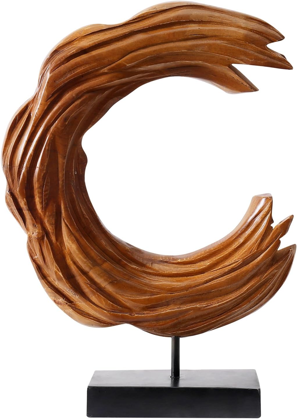 Teak Sculpture Oceanic Decor with Base