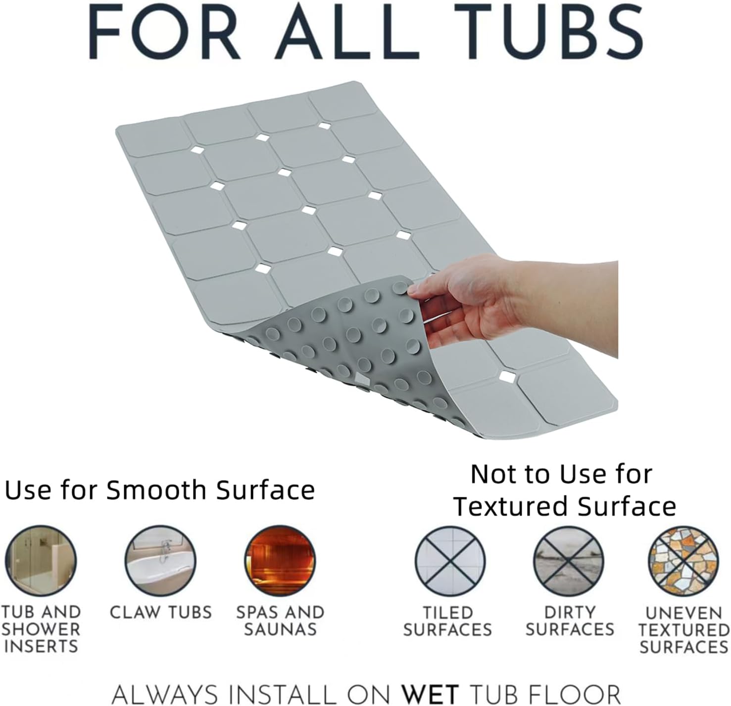 MeimeiDe Non-Slip Silicone Bathtub Mat 15 x 28