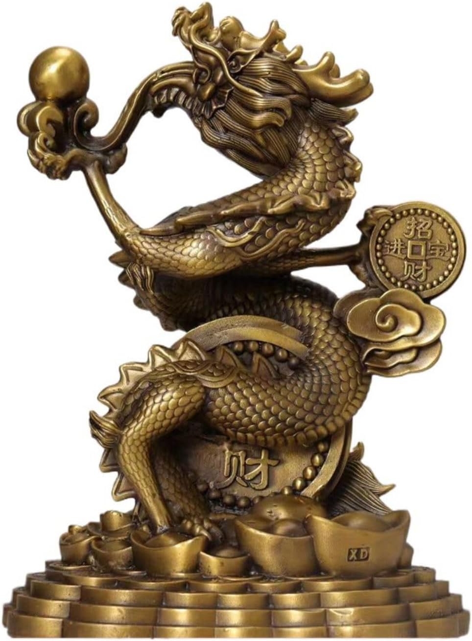 Ecqizer Wealth Dragon Feng Shui Decor Statue 1