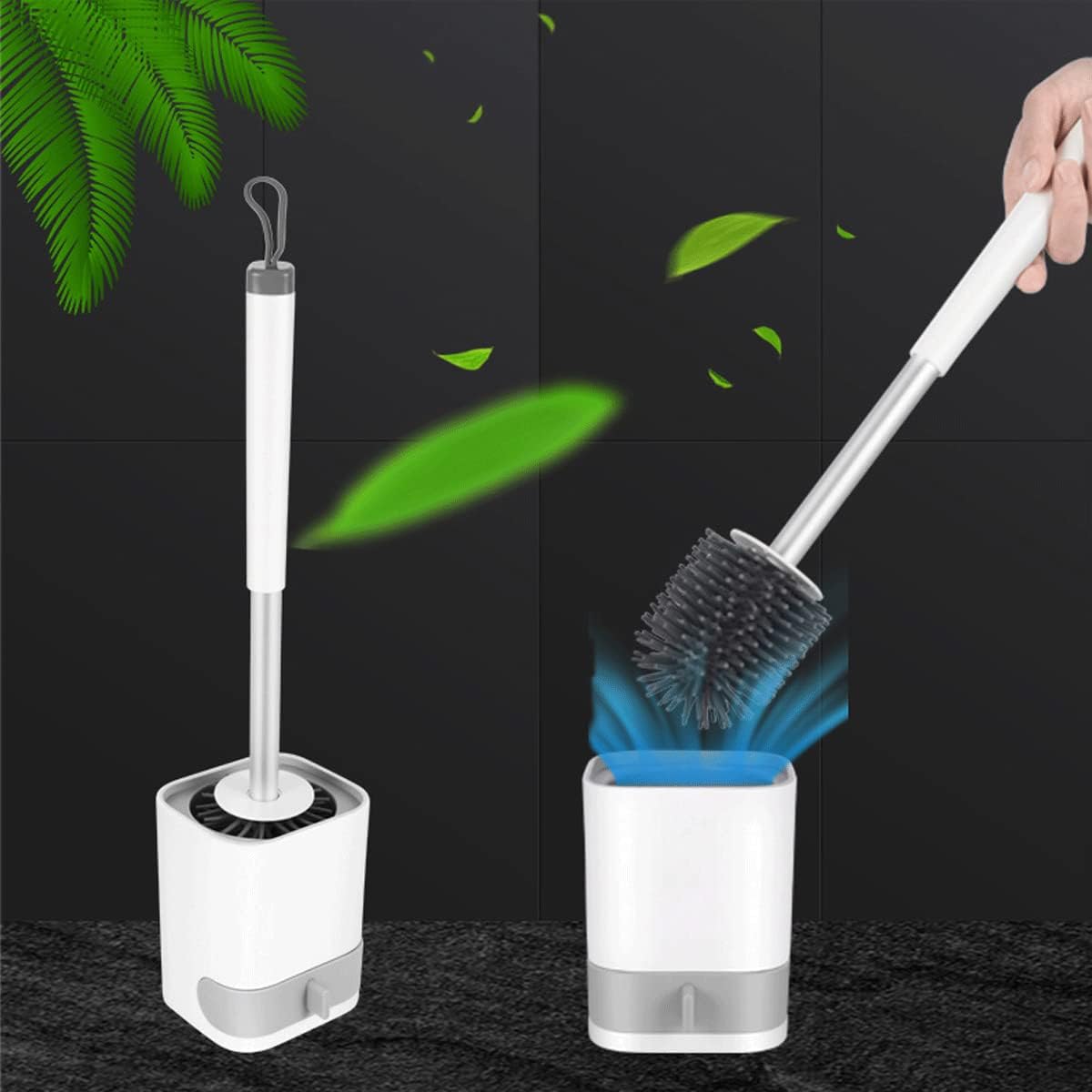 GYDMEG Toilet Brush Set with Holder and Silicone Head
