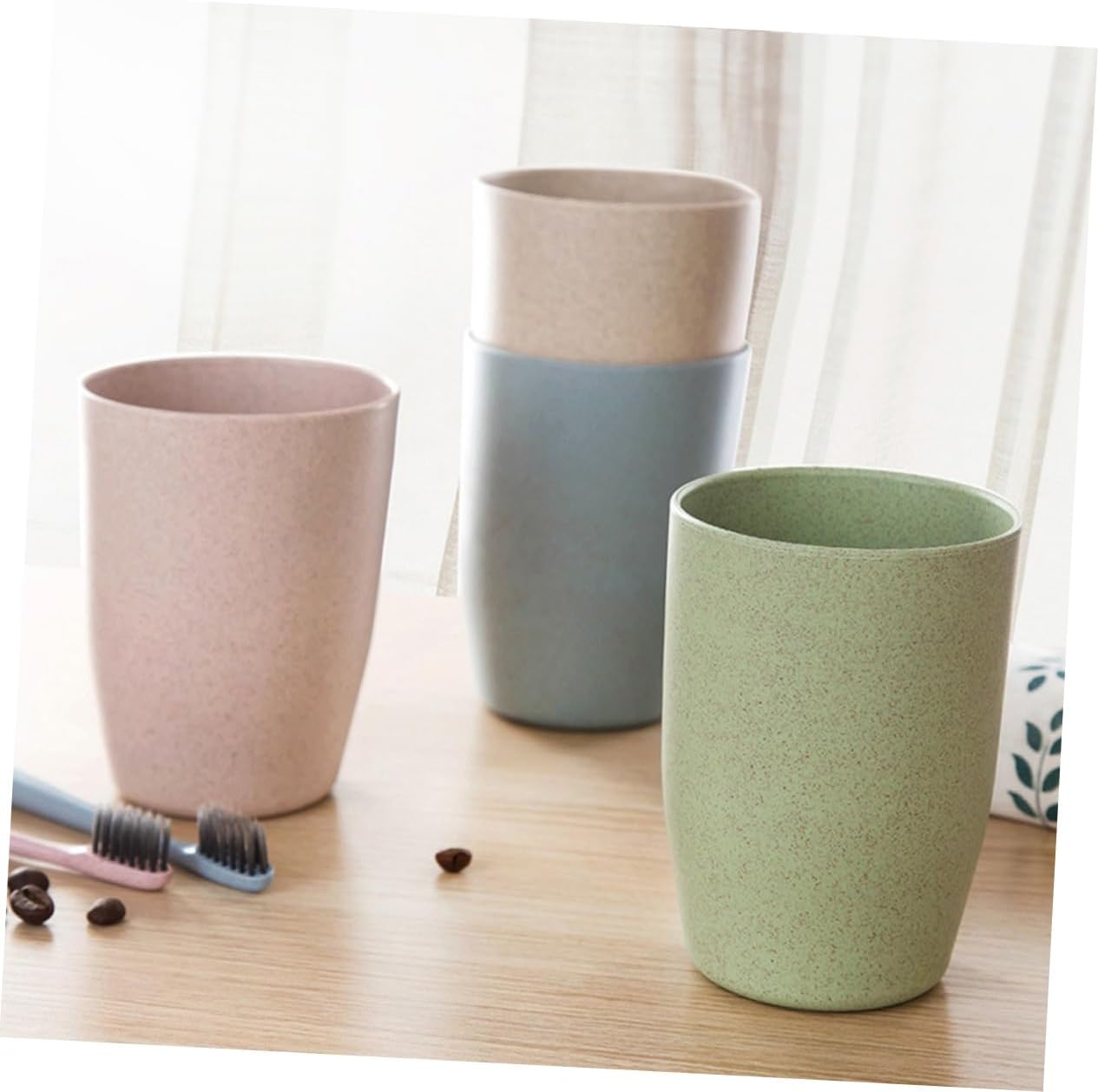 Luxshiny Wheat Stem Bathroom Tooth Cup Tumbler