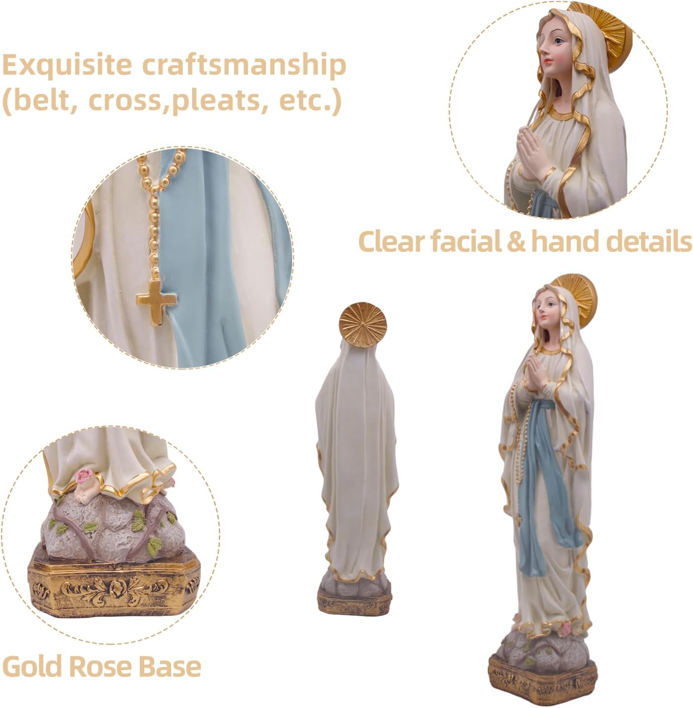 MeritMode 15 H Virgin Mary Praying Statue - Lourdes Catholic Collectible Figurine
