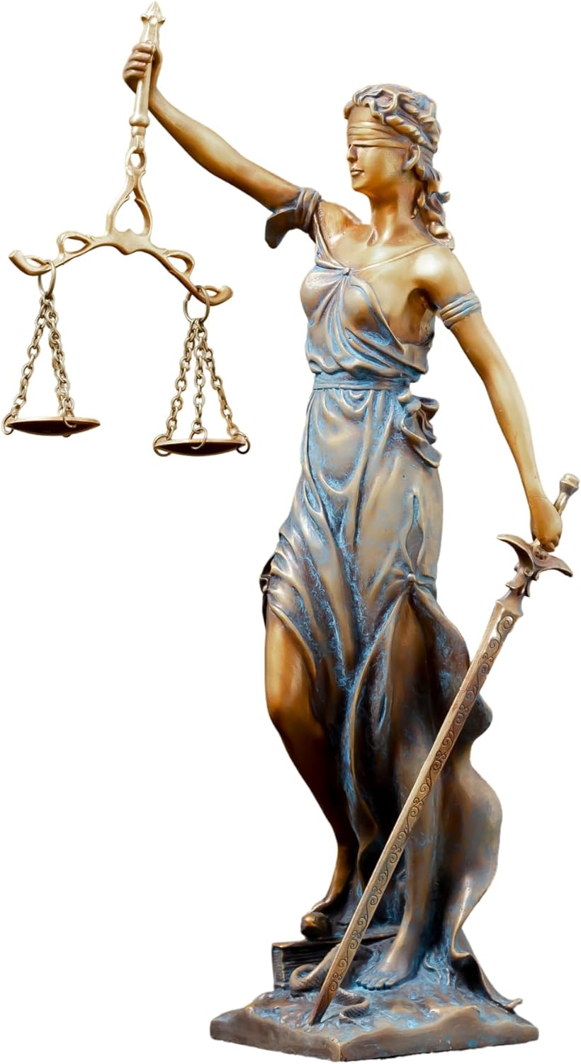Bronze Lady Justice Statue 11-Inch Sculpture for Lawyers