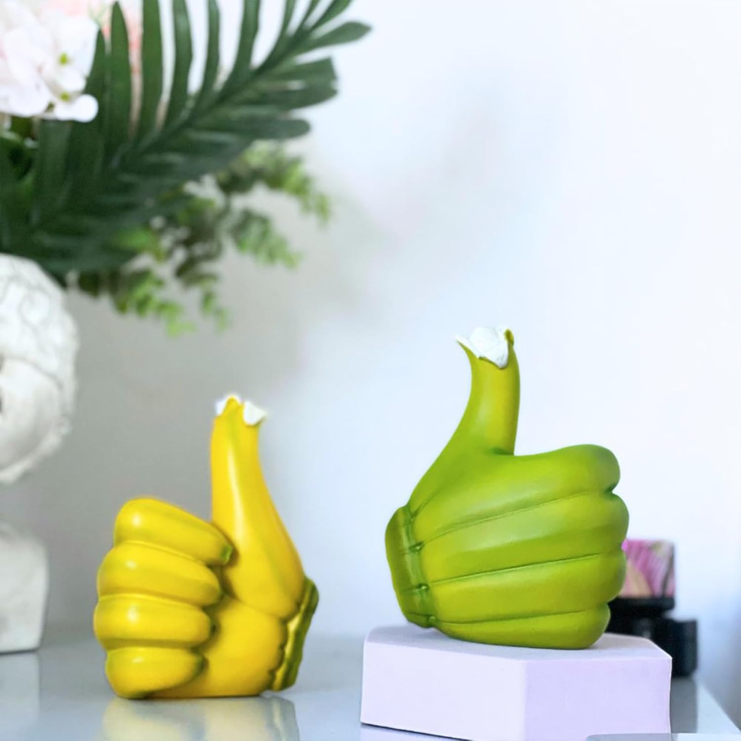 Banana Thumbs Up Hand Gesture Statue - 472 Green Resin
