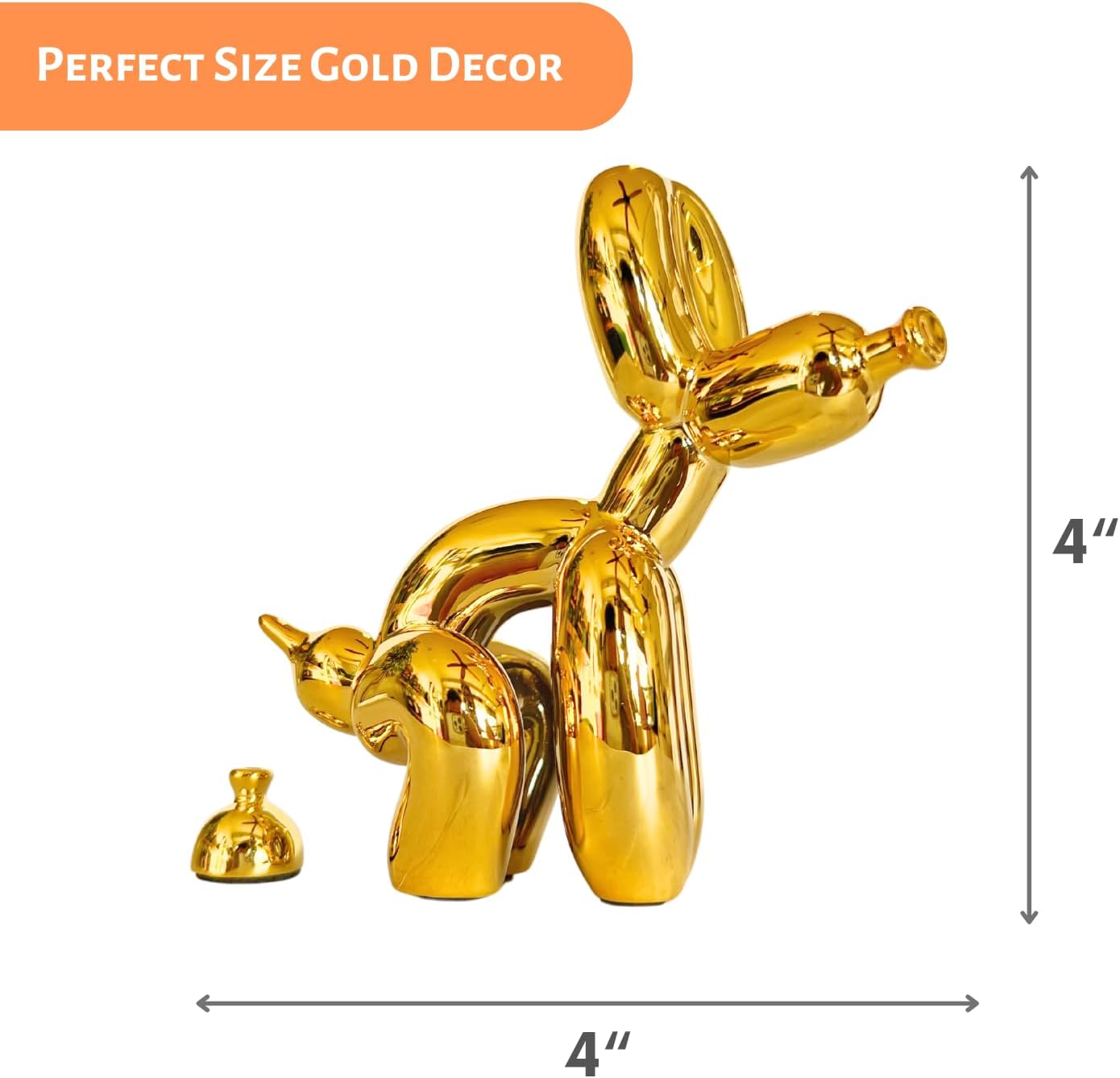 Pozbee Pooping Dog Sculpture Fun Gold Balloon Dog Statue