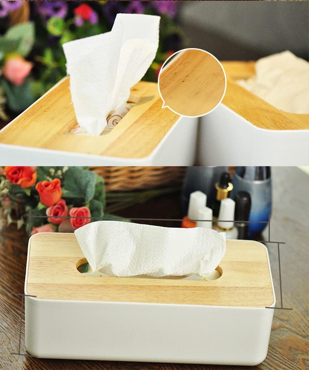 Wooden Tissue Box Holder with Cover for Bathroom Vanity