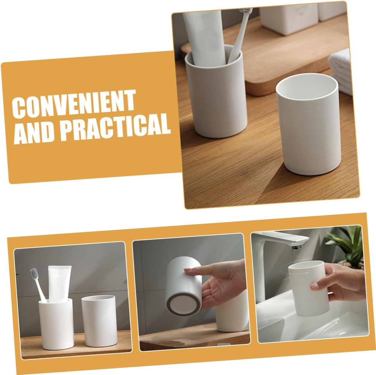 PRETYZOOM 2pcs Modern Unbreakable Bathroom Tumbler Cup Pp Material