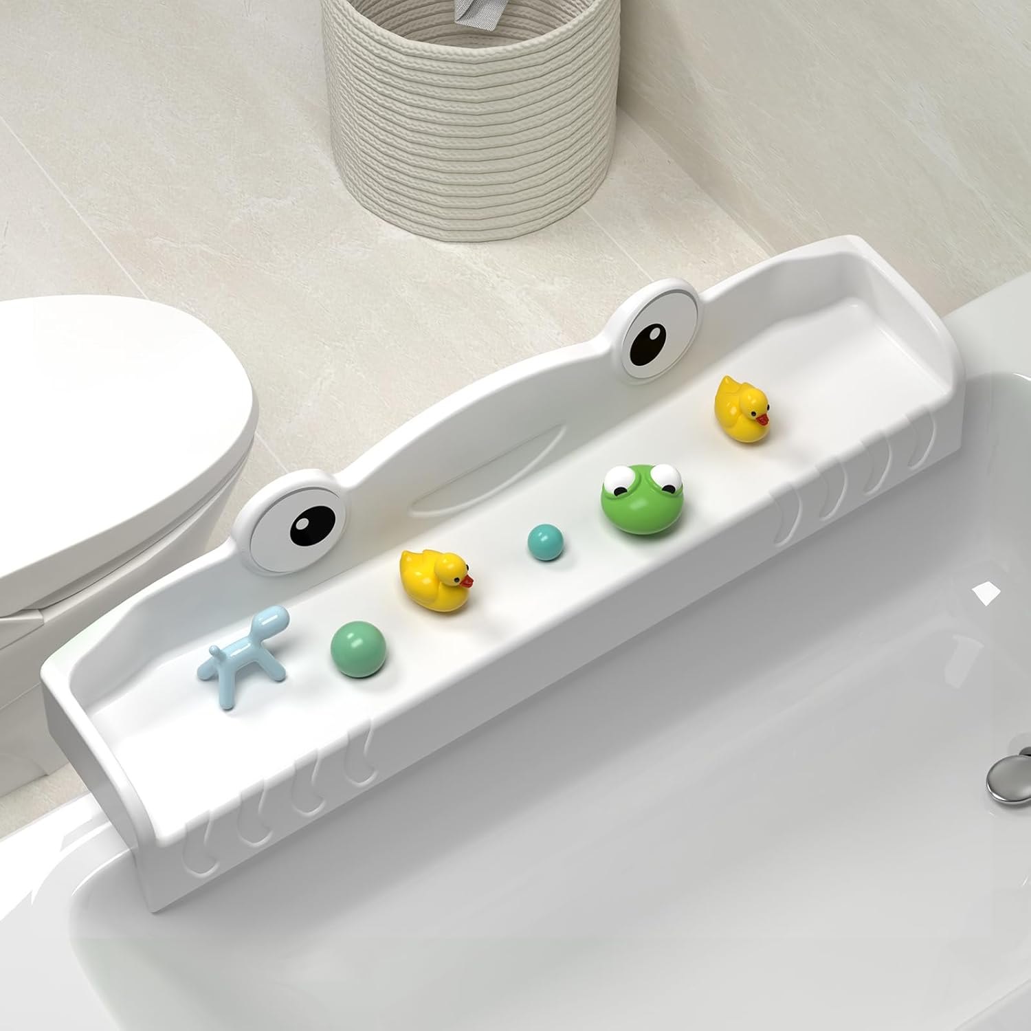 MMIOFANT Splash Guard Bath Tub Tray with Play Shelf White