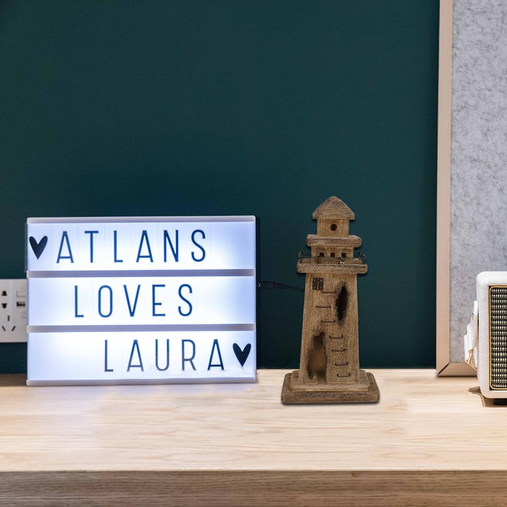 Veclotch Rustic Wooden Lighthouse Decor