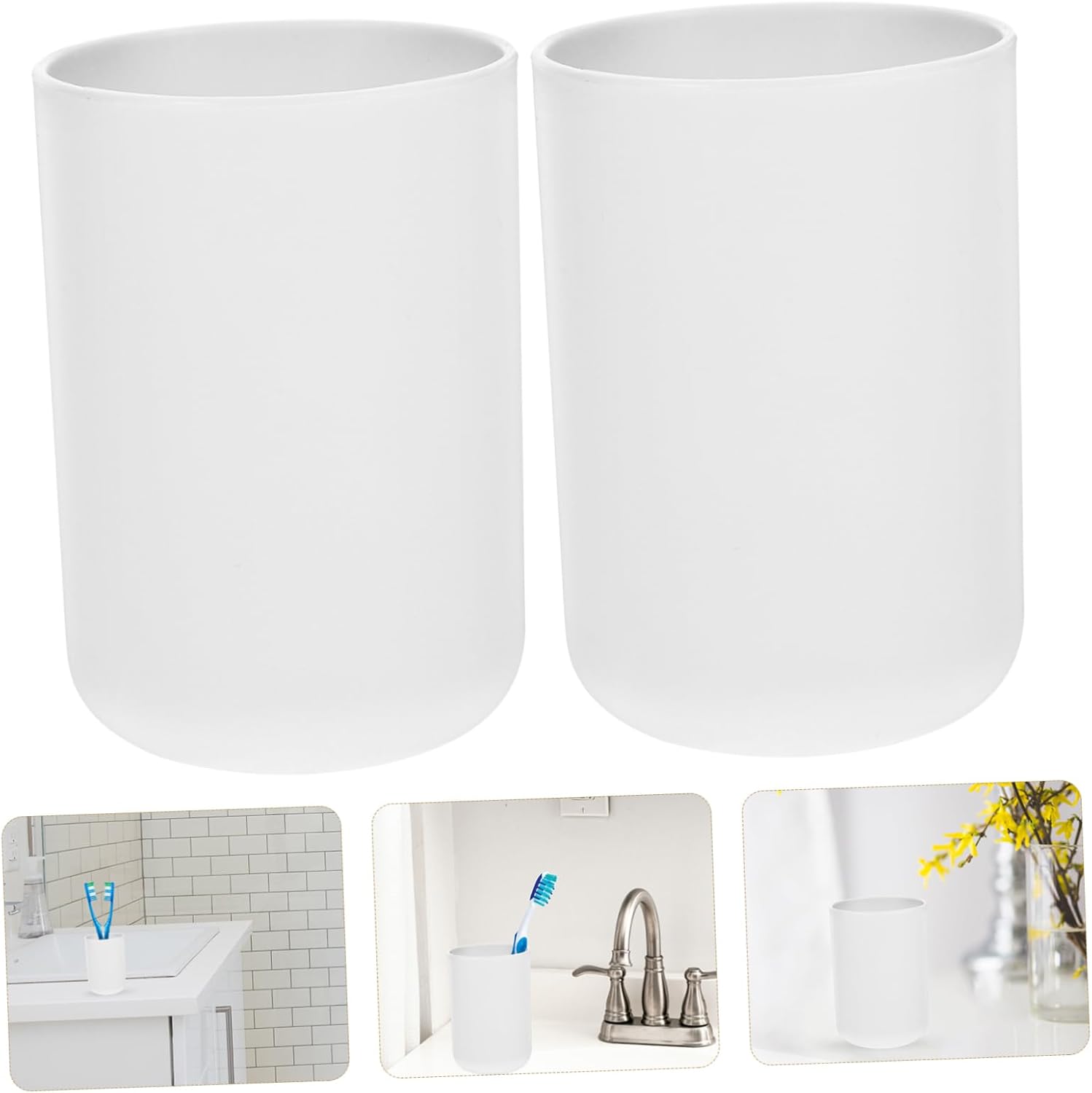 2pcs Toothbrush Cups Lightweight Bathroom Tumblers for All Ages 1