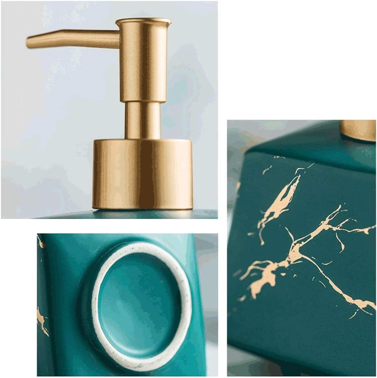 Ceramic Soap Dispenser 260 ML Refillable Pump Holder for Bathroom