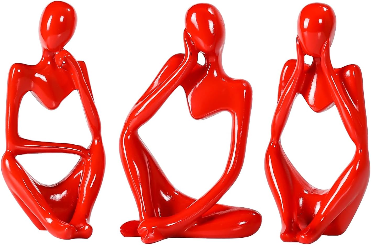 Thinker Statue Gold Resin Abstract Art Sculpture Red 1