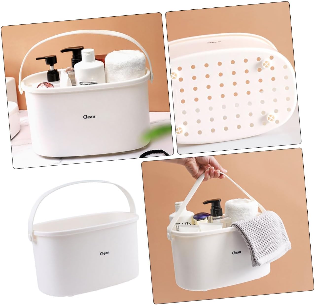 WOONEKY 1pc PP Material Bathroom Organizer Storage Basket