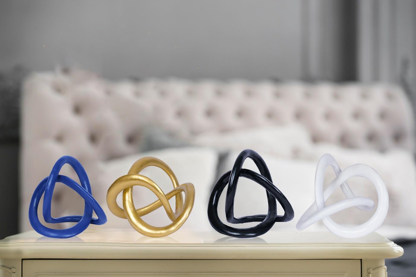 Dawbun Gold Knot Statue Decor Modern Geometric Gold Cube