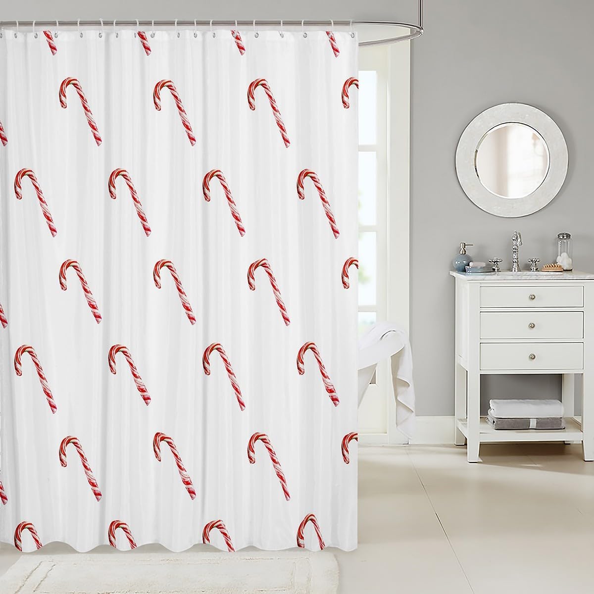 Feelyou Pink Bow Tie Christmas Shower Curtain Set