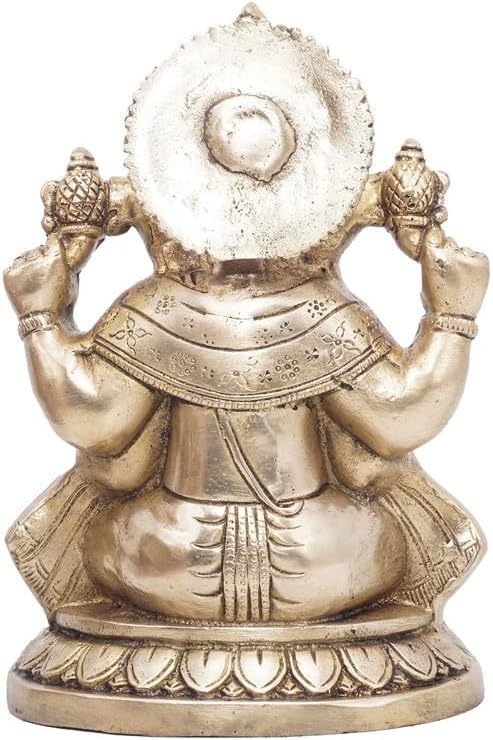 Statuestudio Brass Sitting Ganesha Idol Showpiece